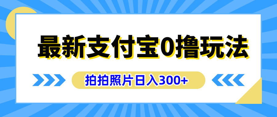 最新支付宝0撸玩法，拍照轻松赚收益，日入300+有手机就能做-青简副业网