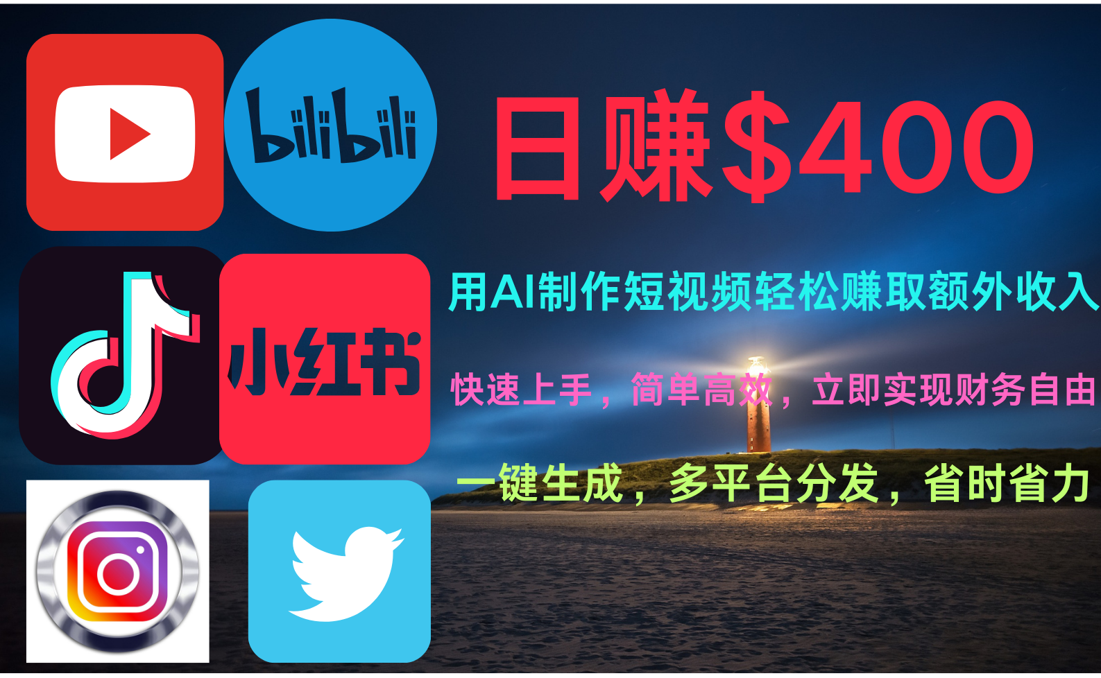 玩转全网视频平台，创造视频就能轻松赚取每天400美金-青简副业网