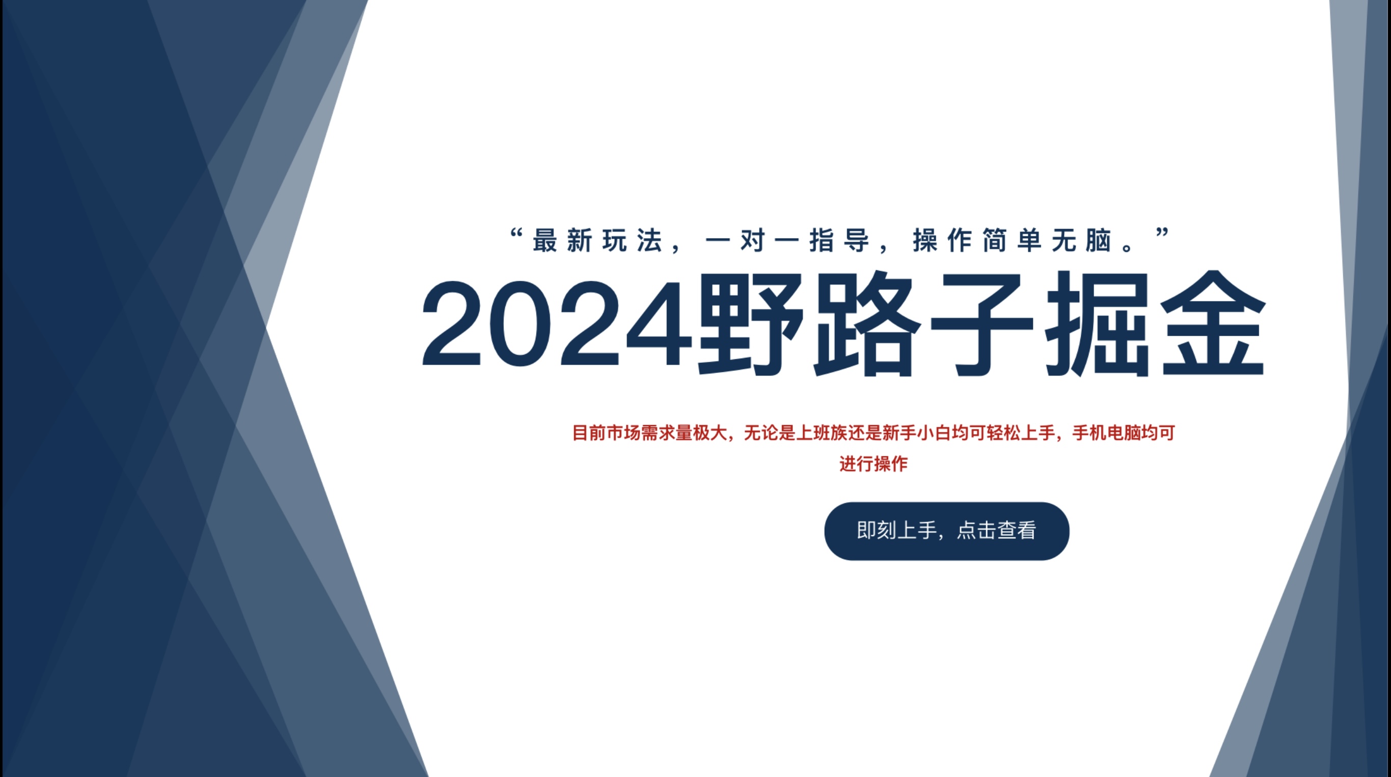 2024野路子掘金，最新玩 法， 一对一指导，操作简单无脑。-青简副业网