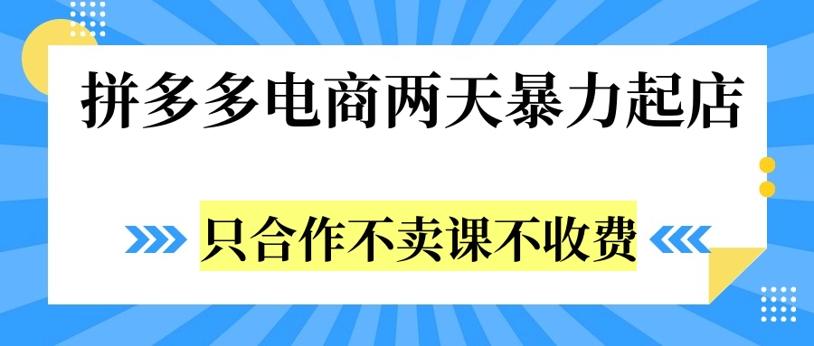 拼多多两天暴力起店，只合作不卖课不收费-青简副业网