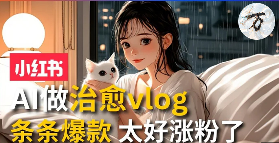 AI治愈系vlog动画视频，小红书7天 涨粉破千，商单报价1500+，0成本制作，日入2000+，有手就会 -青简副业网