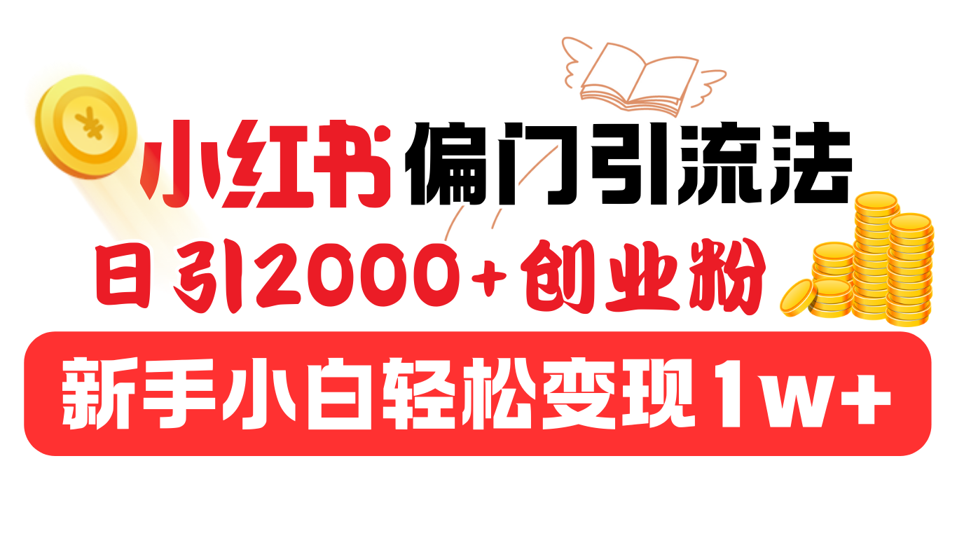 小红书偏门引流法，日引2000+创业粉，新手小白轻松变现1w+-青简副业网