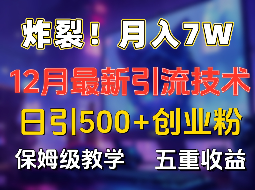 炸裂！月入7W+揭秘12月最新日引流500+精准创业粉，多重收益保姆级教学-青简副业网