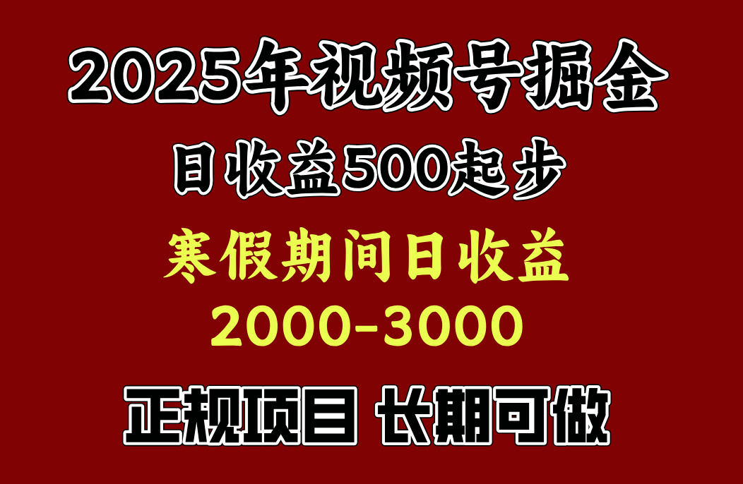 最新视频号项目，单账号日收益500起步，寒假期间日收益2000-3000左右，-青简副业网