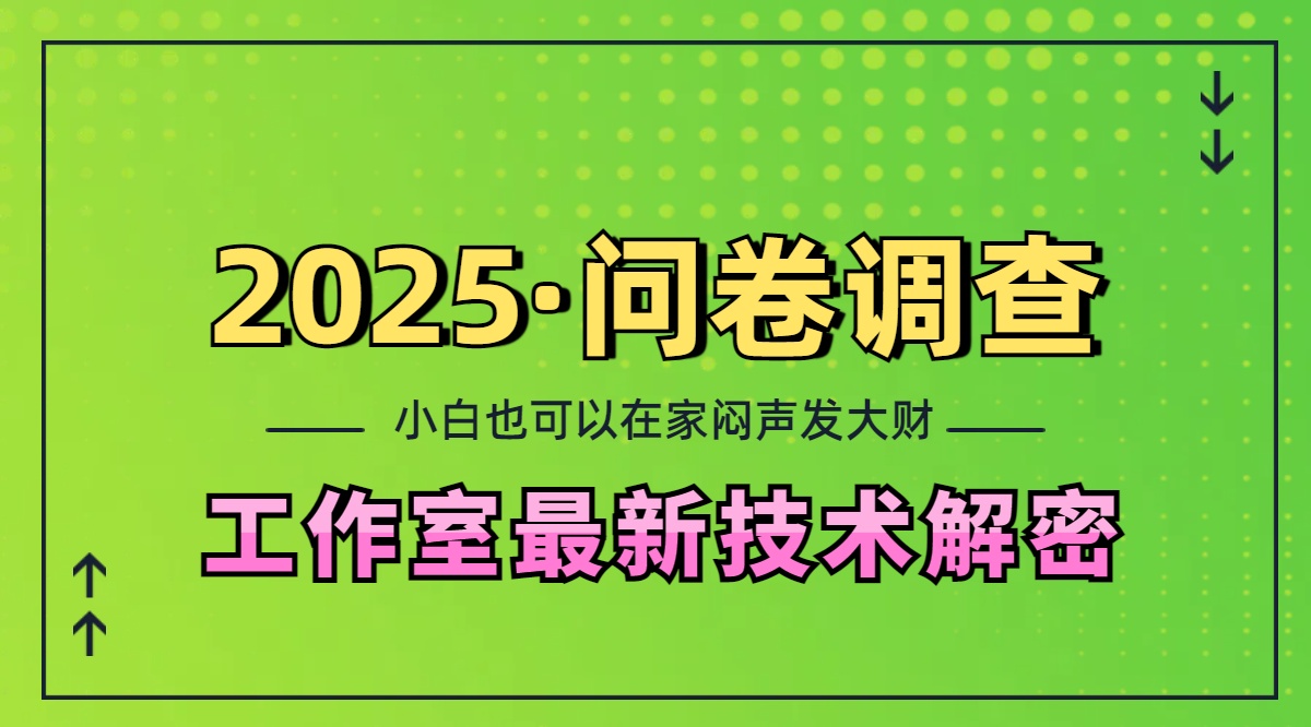 2025《问卷调查》最新工作室技术解密：一个人在家也可以闷声发大财，小白一天200+，可矩阵放大-青简副业网