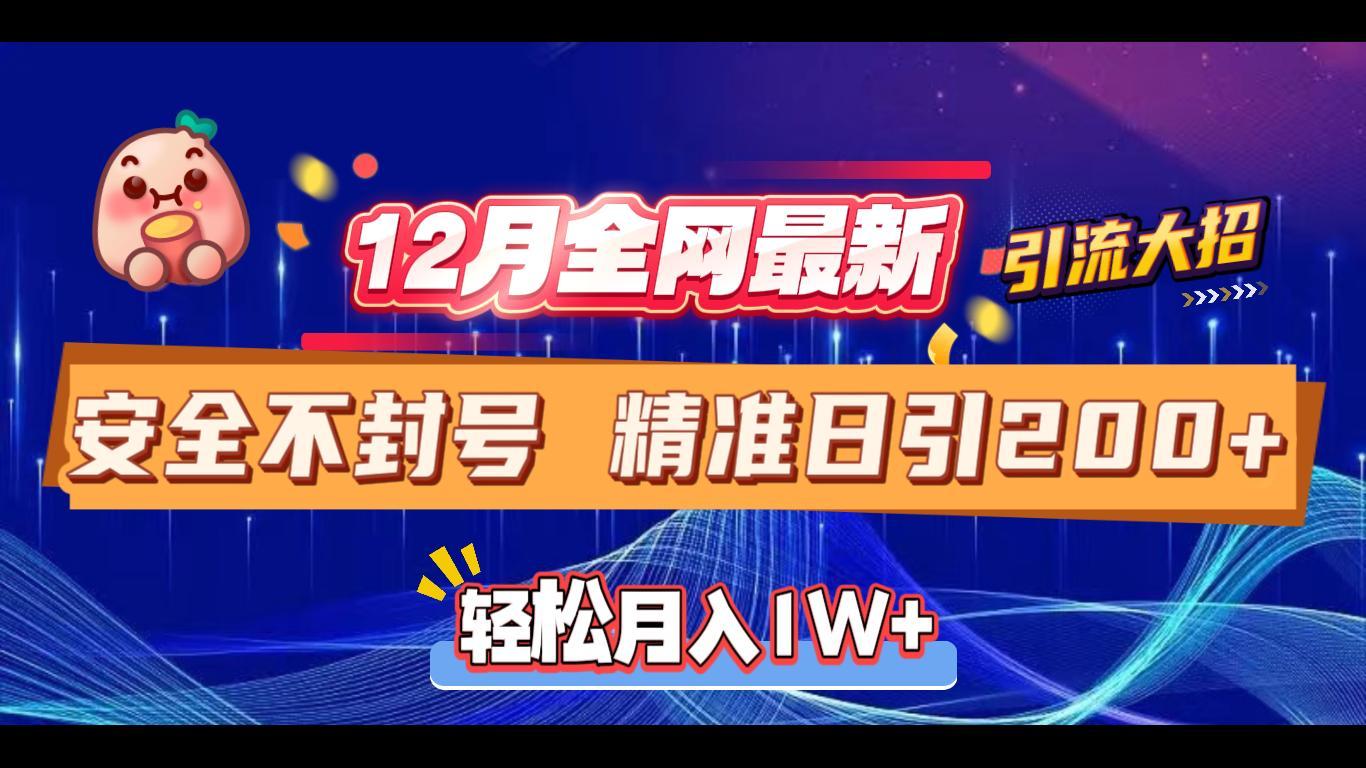 12月全网最新引流大招 安全不封号 日引精准粉200+-青简副业网