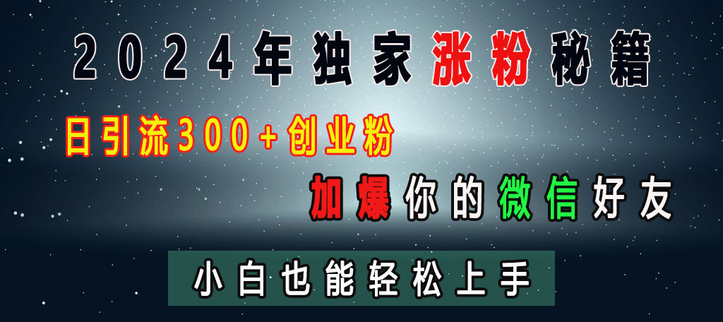 2024年独家涨粉秘籍，日引流300+创业粉，加爆你的微信好友，小白也能轻松上手-青简副业网