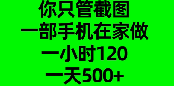 你只管截图，一部手机在家做，一小时120，一天500+-青简副业网