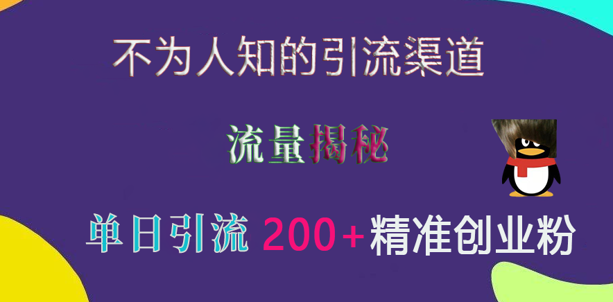 不为人知的引流渠道，流量揭秘，实测单日引流200+精准创业粉-青简副业网