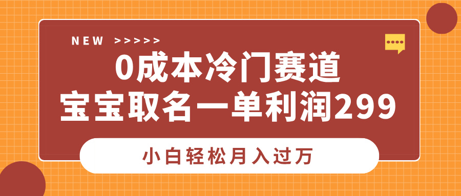 0成本冷门赛道，宝宝取名一单利润299，小白轻松月入过万-青简副业网