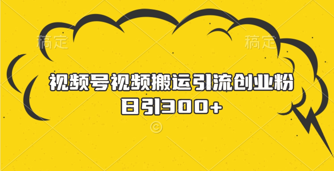 视频号视频搬运引流创业粉，日引300+-青简副业网