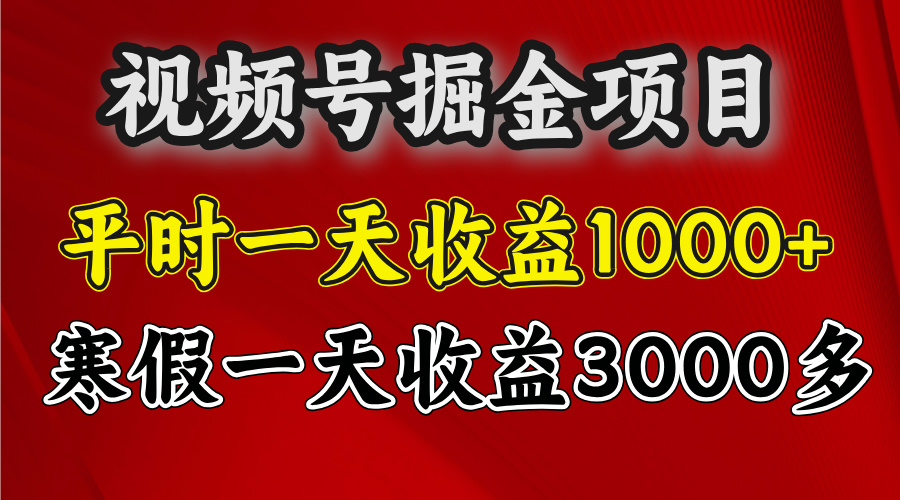 视频号掘金项目，寒假一天收益3000多-青简副业网