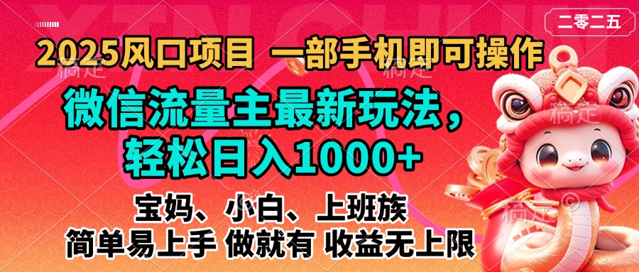 2025蓝海风口项目，微信流量主最新玩法，轻松日入1000+，简单易上手，做就有 收益无上限-青简副业网