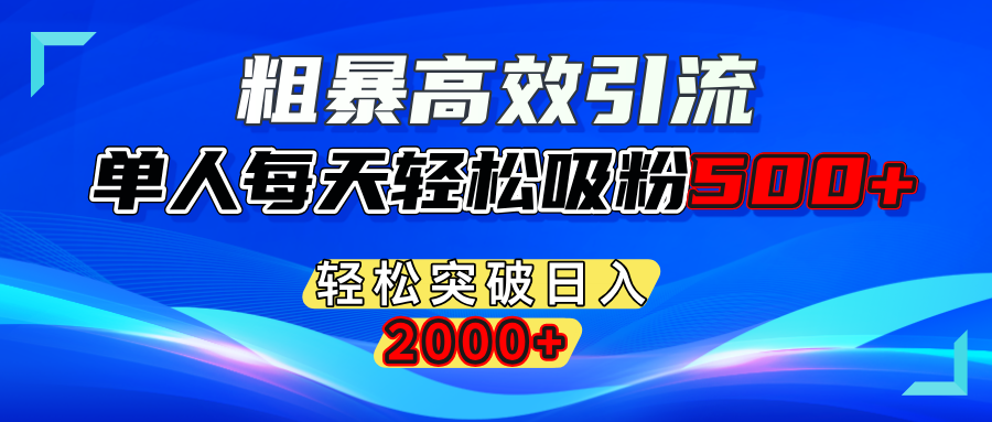 粗暴高效引流,单人每天轻松吸粉500+,轻松突破日入2000+-青简副业网