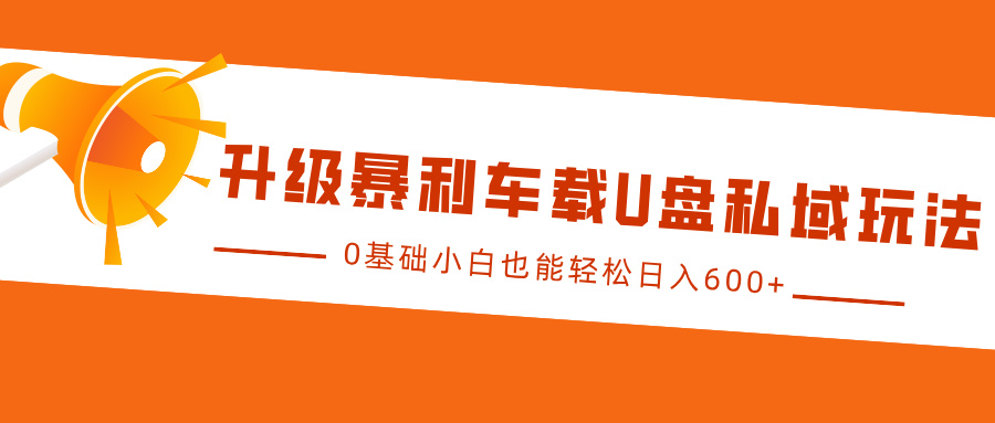 升级暴利车载U盘私域玩法，0基础小白也能轻松日入600+-青简副业网