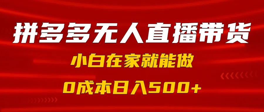 拼多多无人直播带货，小白在家就能做，0成本日入500+-青简副业网