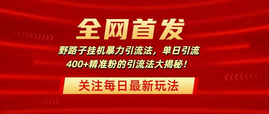 全网首发，野路子挂机暴力引流法，单日引流400+精准粉的引流法大揭秘！-青简副业网