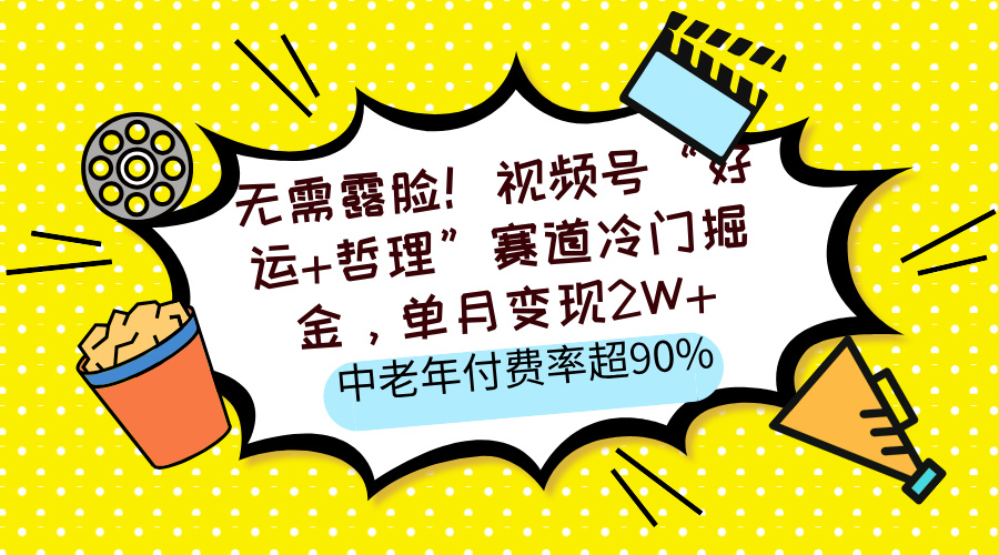 无需露脸！视频号“好运+哲理”赛道冷门掘金，单月变现2W+，中老年付费率超90%-青简副业网