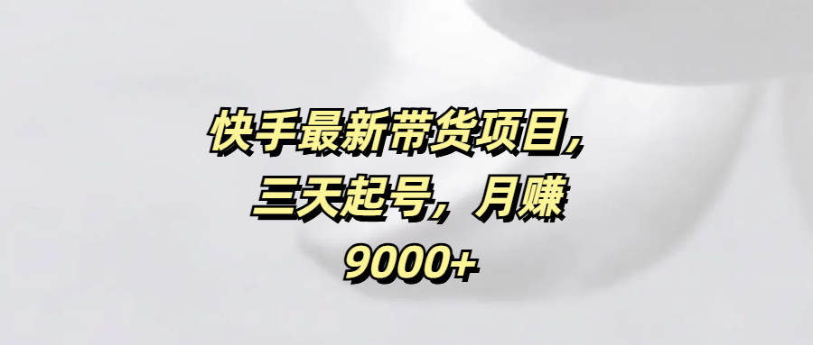 快手最新带货项目，三天起号，月赚9000+-青简副业网