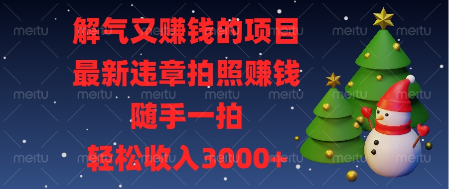 解气又赚钱的项目，最新违章拍照赚钱，随手一拍，轻松收入3000+-青简副业网