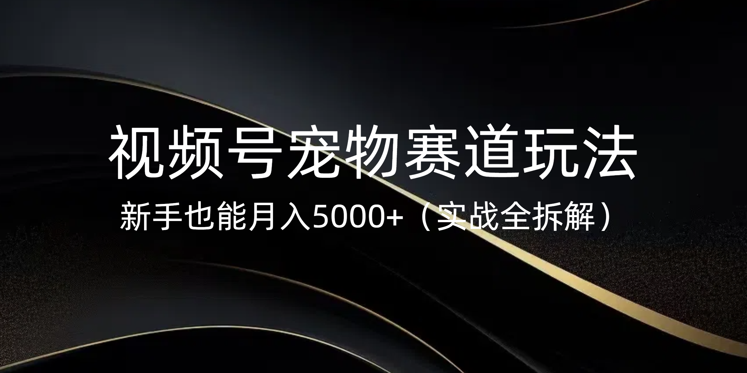 视频号宠物赛道玩法，新手也能月入5000+（实战全拆解）-青简副业网