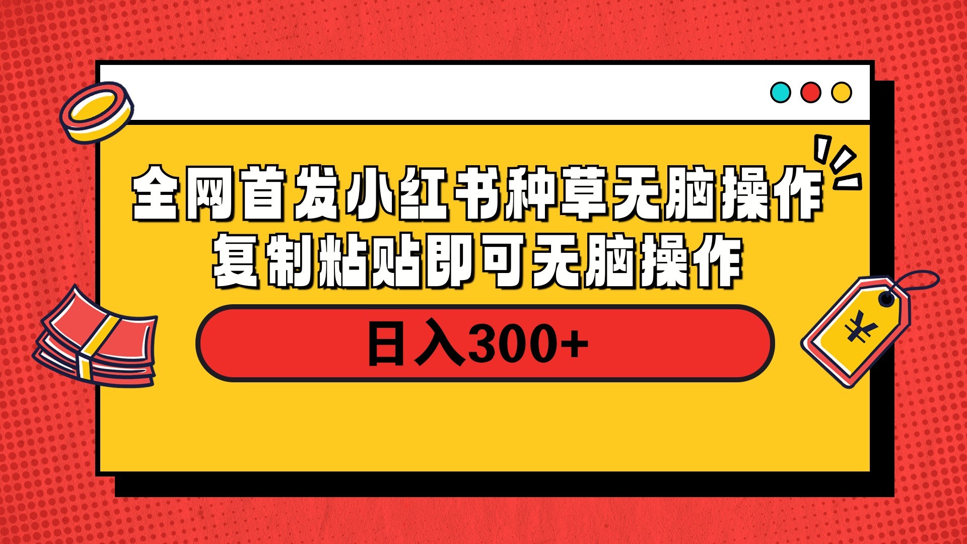全网首发 小红书种草无脑操作复制黏贴即可 轻松日入300+-青简副业网