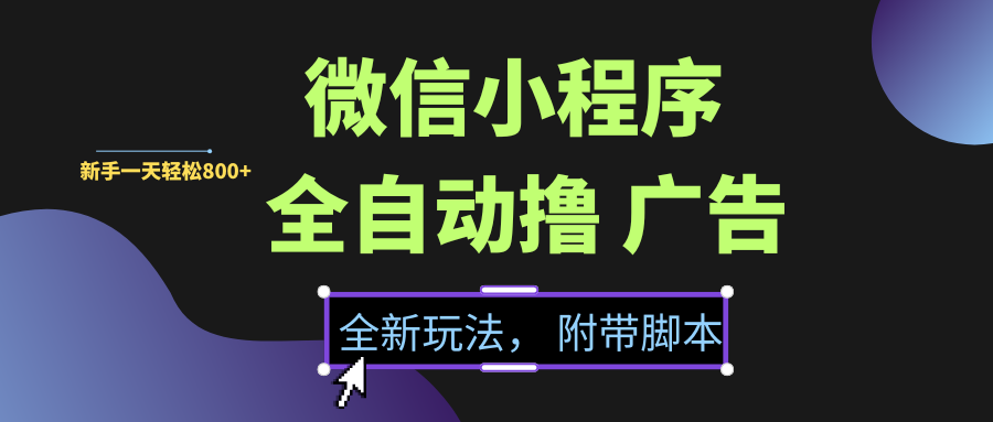 微信小程序挂机撸广告，全新玩法，新手一天轻松800+【附带脚本】-青简副业网