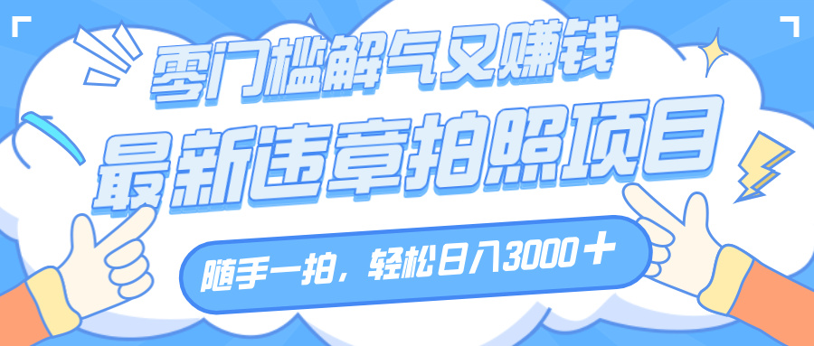 解气又赚钱的项目，随手一拍，轻松收入3000+，最新违章拍照赚钱-青简副业网