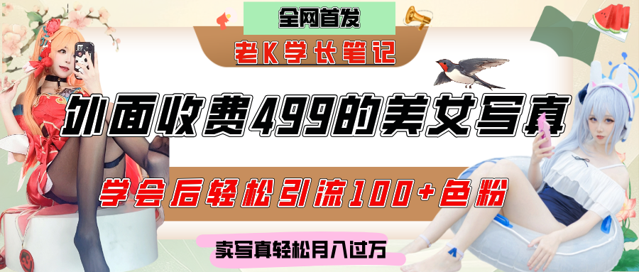 外面收费499的美女写真制作技术，学会后轻松引流色粉变现，日引100+色粉，轻松月入过万-青简副业网