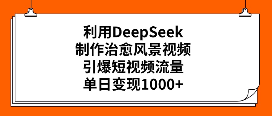 利用DeepSeek，制作治愈风景视频，引爆短视频流量，单日变现1000+-青简副业网