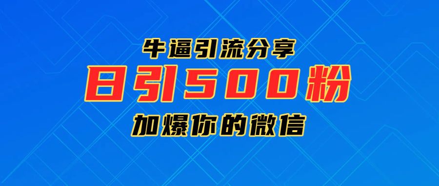 超牛逼引流分享，日引300-500粉，加爆你的微信-青简副业网