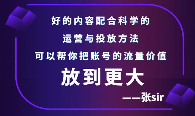 【副业项目3305期】（怎么投dou+快速涨粉）张sir账号流量增长课，让你的流量更精准-青简副业网