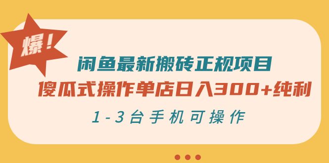 【副业项目3413期】闲鱼最新搬砖正规赚钱项目（手机上赚钱的副业）-青简副业网