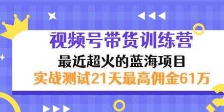 【副业项目3489期】视频号带货训练营，实战测试21天最高佣金61W（视频号带货怎么做）-青简副业网