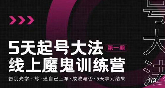 【副业项目3626期】五天起号魔鬼训练营，告别光学不练，逼自己上车，成败与否，5天拿到结果-青简副业网