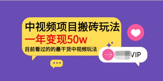 【副业项目3965期】《老吴·中视频项目搬砖玩法，一年变现50w》目前看过的的最干货中视频玩法-青简副业网