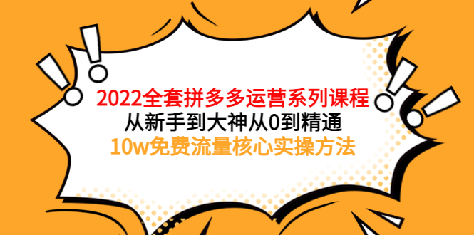 【副业项目4045期】2022全套拼多多运营课程：新手怎么做拼多多电商，10w免费流量核心实操方法-青简副业网