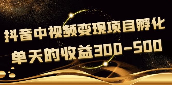 【副业项目4157期】黄岛主《抖音中视频变现项目孵化》单天的收益300-500 操作简单粗暴-青简副业网