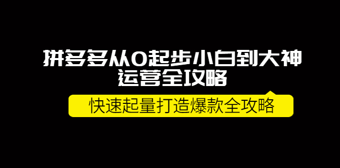 【副业项目4227期】拼多多从0起步小白到大神运营全攻略，快速起量打造10W+爆款全攻略-青简副业网