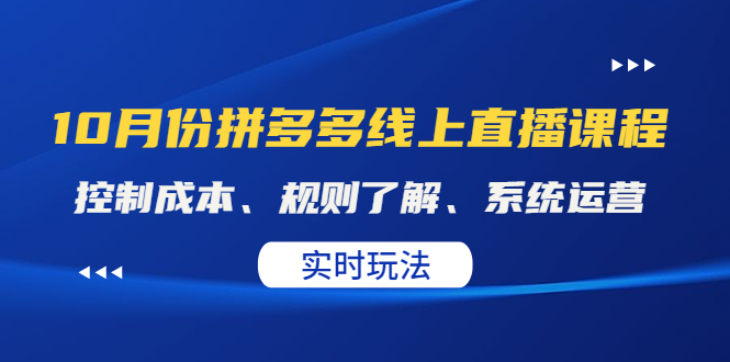 【副业项目4438期】某收费10月份拼多多线上直播课： 控制成本、规则了解、系统运营，实时玩法-青简副业网