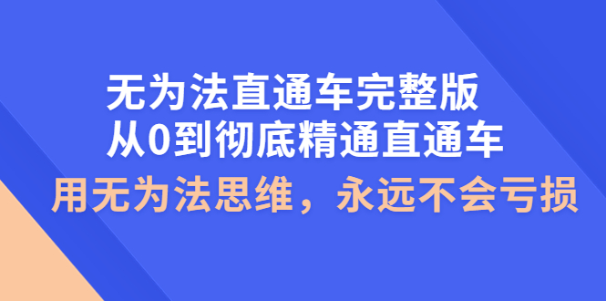 【副业项目4253期】无为法直通车完整版：从0到彻底精通直通车，用无为法思维，永远不会亏损-青简副业网