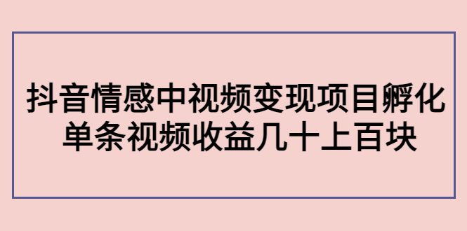 【副业项目4562期】黄岛主副业孵化营第5期：抖音情感中视频变现项目孵化 单条视频收益几十上百-青简副业网
