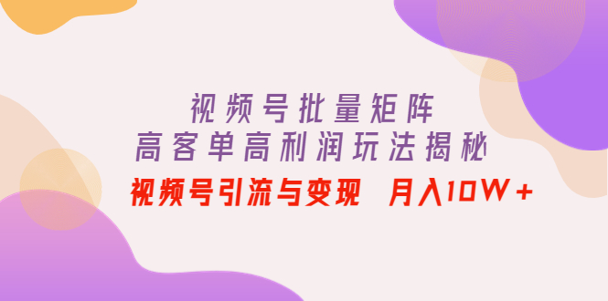 【副业项目4488期】视频号批量矩阵的高客单高利润玩法揭秘： 视频号引流与变现 月入10W+-青简副业网