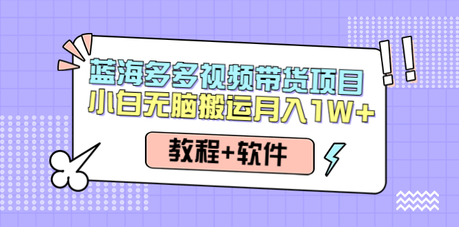 【副业项目4612期】人人都能操作的蓝海多多视频带货项目 小白无脑搬运月入10000+（教程+软件）-青简副业网