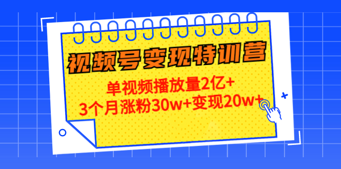 【副业项目4713期】20天视频号变现特训营：单视频播放量2亿+3个月涨粉30w+变现20w+-青简副业网