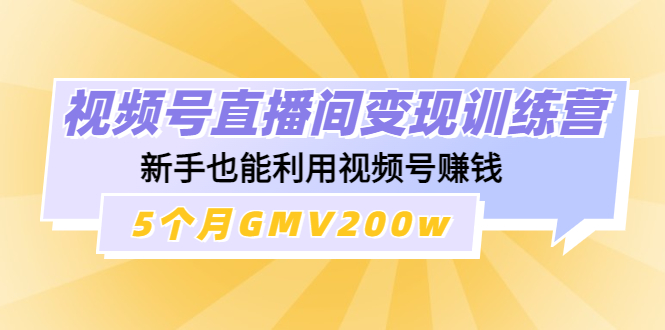 【副业项目4723期】视频号直播间变现训练营：新手也能利用视频号赚钱，5个月GMV200w-青简副业网