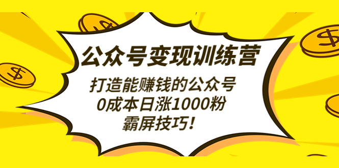 【副业项目4828期】公众号变现训练营（第3期）打造能赚钱的公众号，0成本日涨1000粉，霸屏技巧-青简副业网