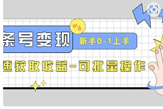 【副业项目4839期】2023头条号实操变现课：新手0-1轻松上手，快速获取收益-可批量操作-青简副业网
