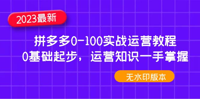 【副业项目5048期】2023拼多多0-100实战运营教程，0基础起步，运营知识一手掌握-青简副业网