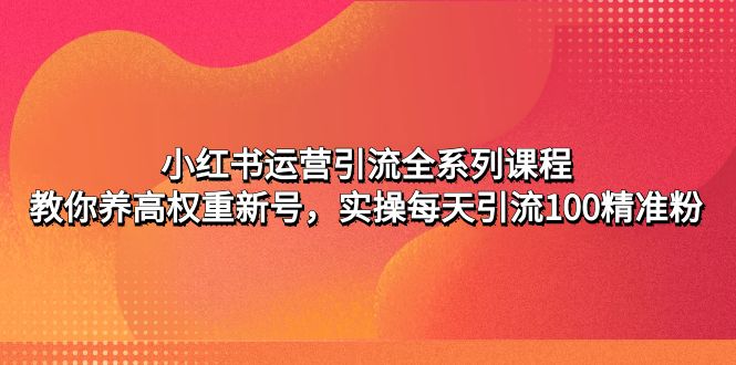 【副业项目5144期】小红书运营引流全系列课程：教你养高权重新号，实操每天引流100精准粉-青简副业网